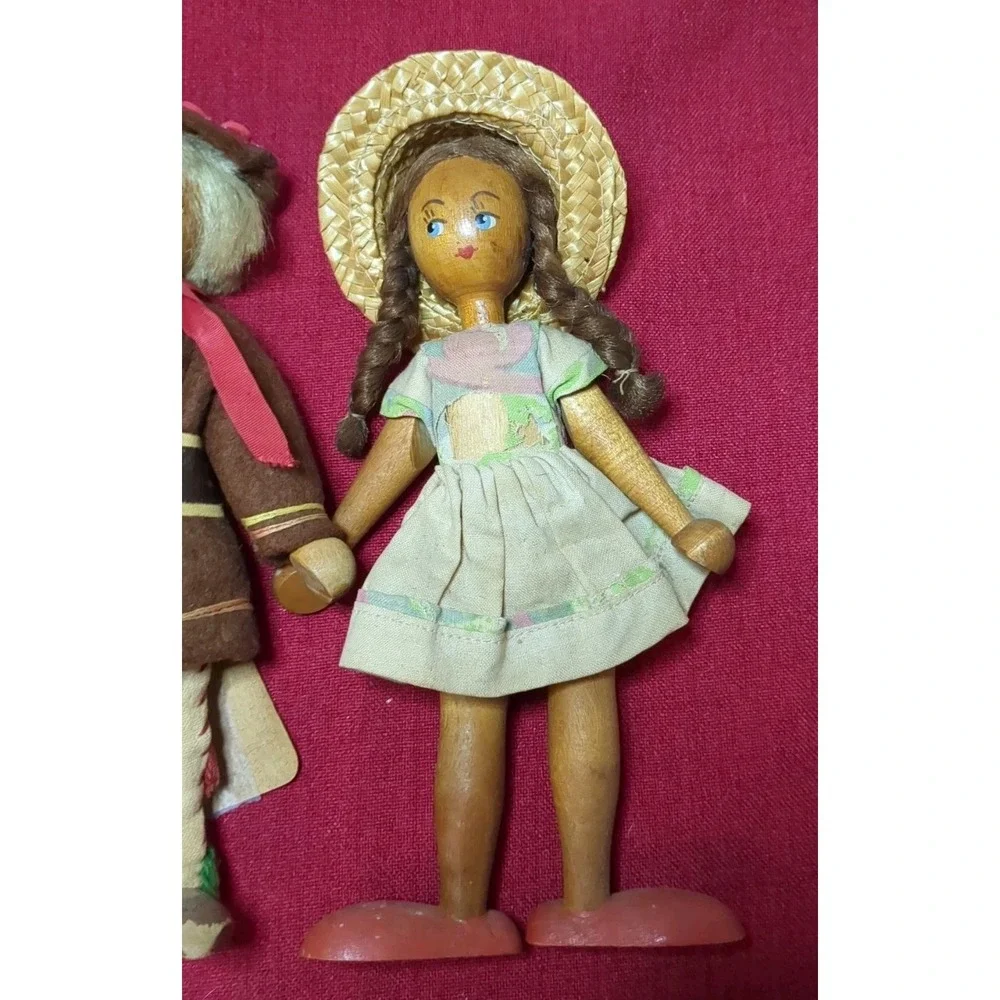 50s-60s Wooden Peg Dolls Polish Boy & Girl Traditional‎ Folk Art